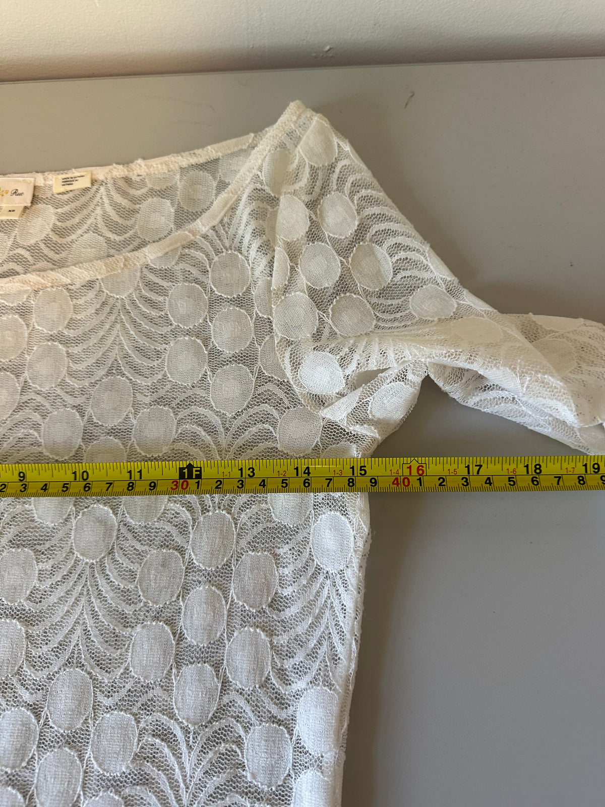 Meadow Rue x Anthropologie White Lace Long Sleeve Asymmetrical Top | Size XS
