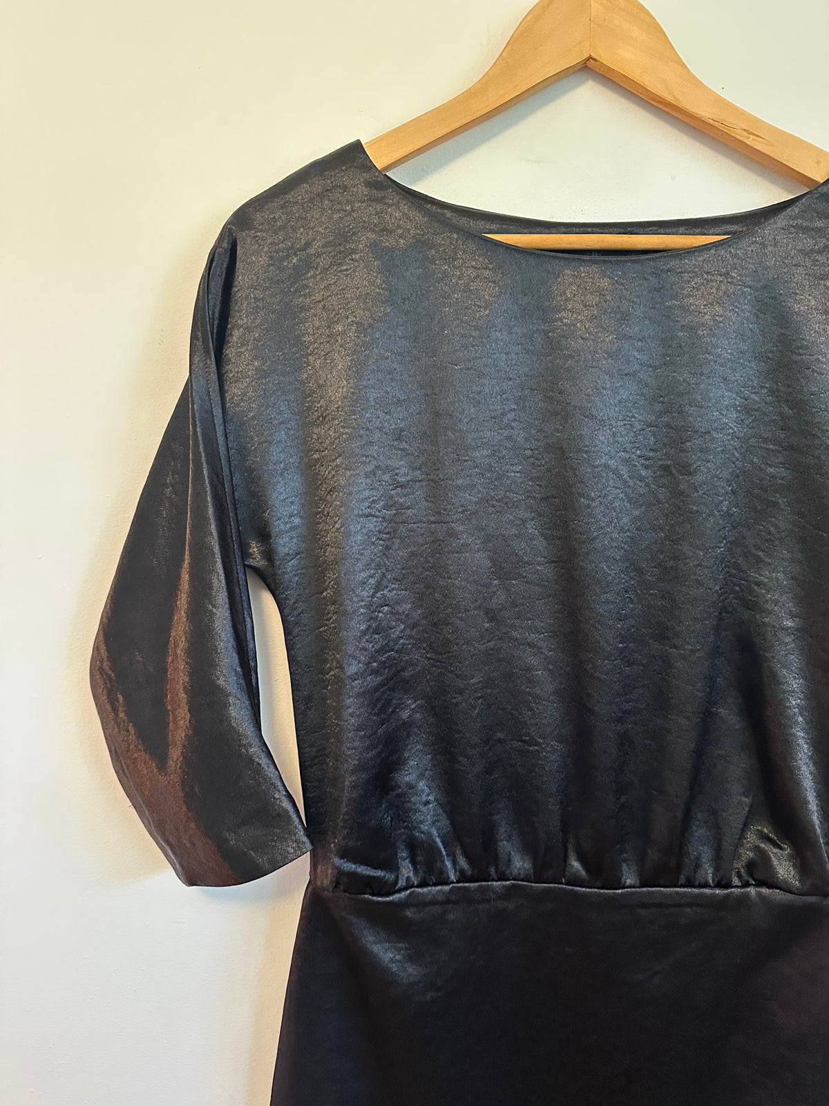 Banana Republic Black Satin Split Sleeve Mini Dress | Size 2