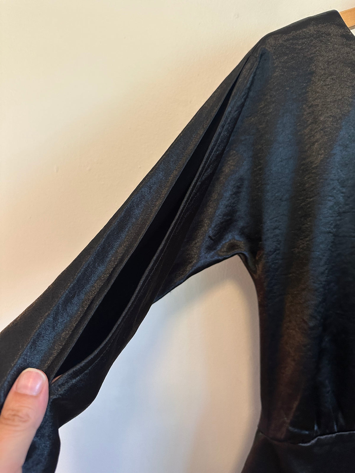 Banana Republic Black Satin Split Sleeve Mini Dress | Size 2