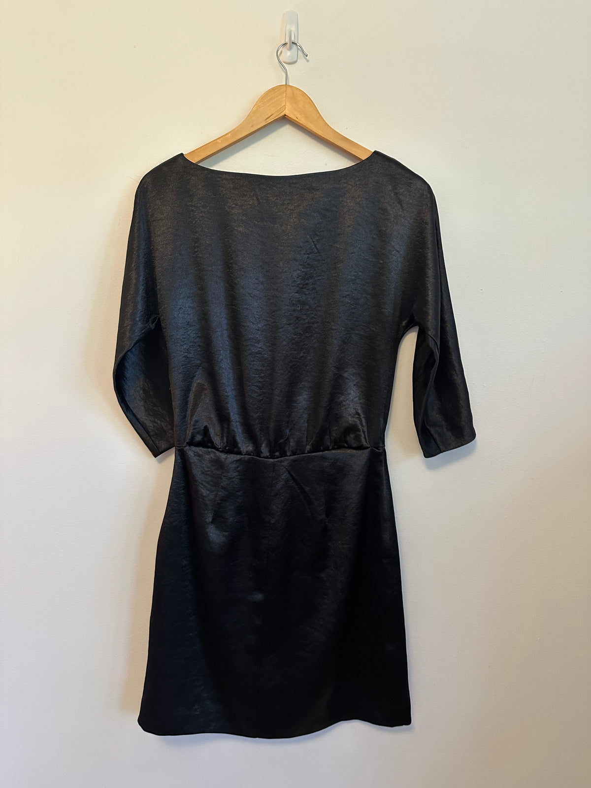 Banana Republic Black Satin Split Sleeve Mini Dress | Size 2