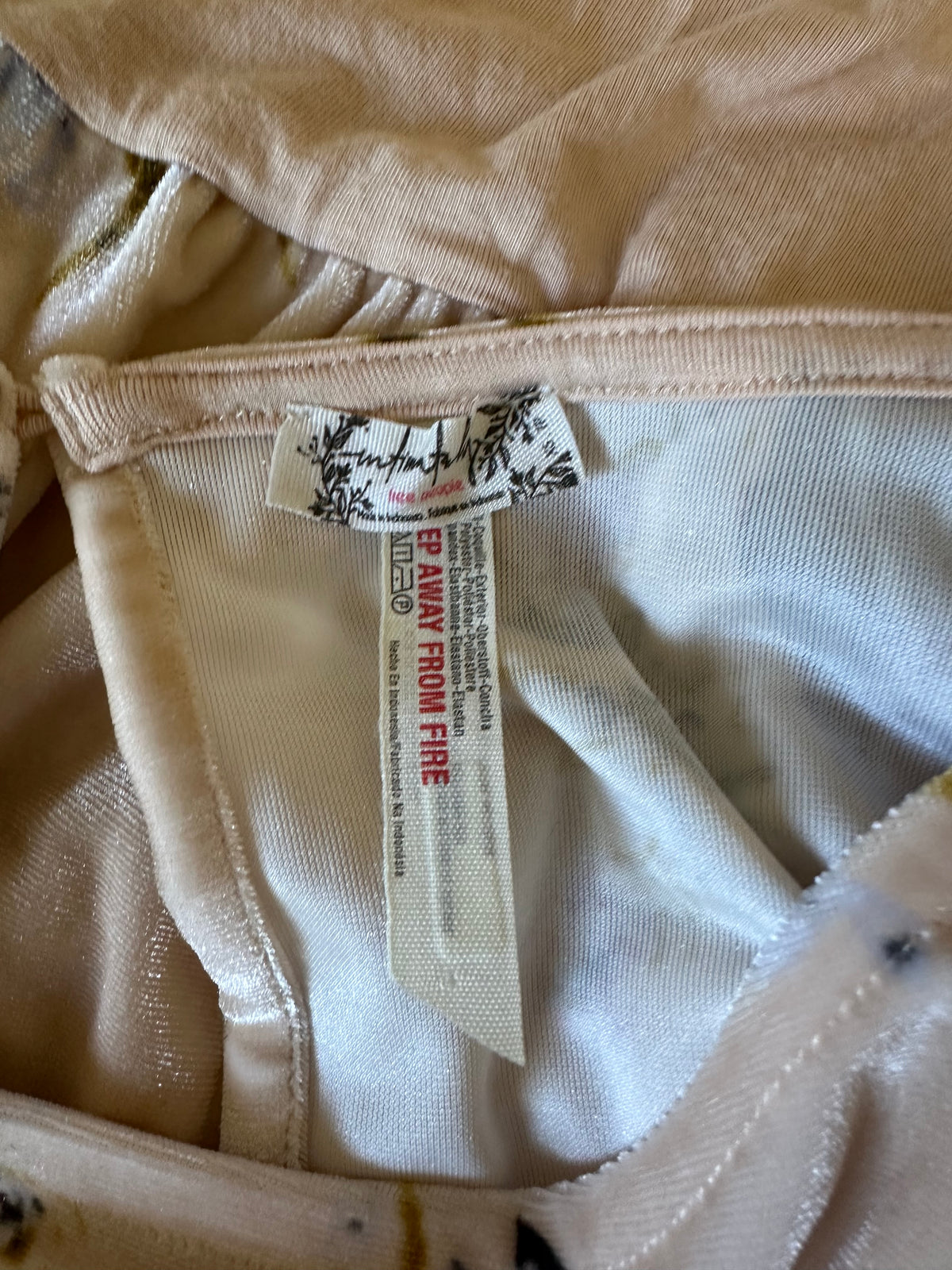 Free People Intimately Cream Floral Velvet Dolman Bodysuit | Size Medium