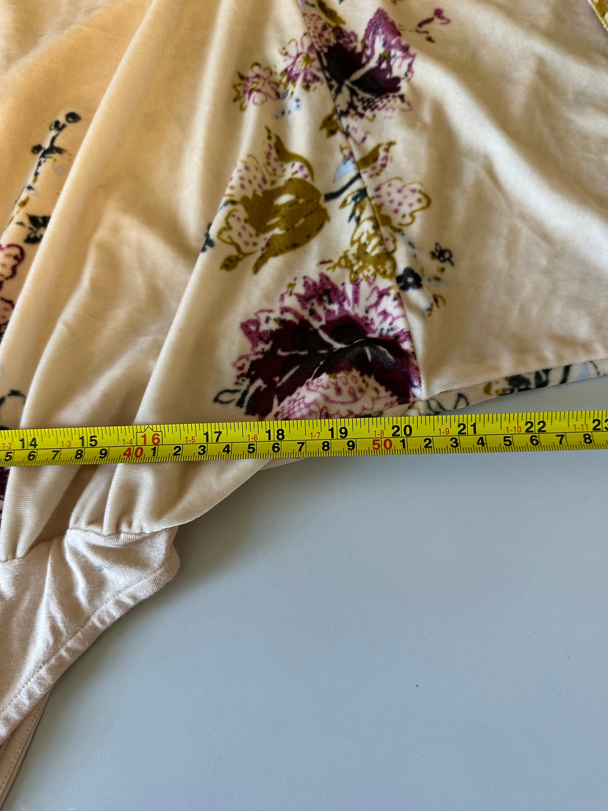 Free People Intimately Cream Floral Velvet Dolman Bodysuit | Size Medium