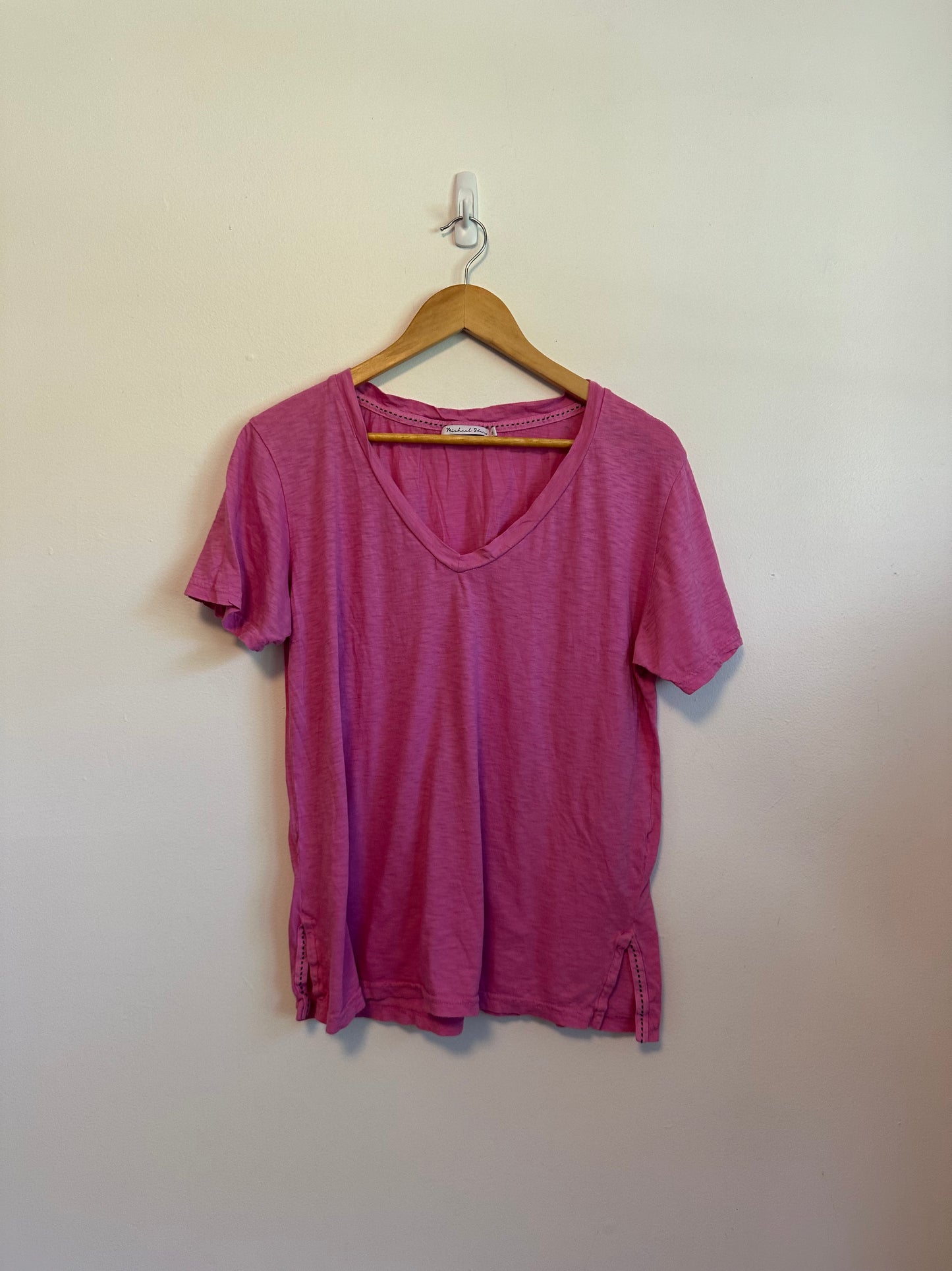 Michael Stars Pink Supima Cotton V-Neck Short Sleeve T-Shirt