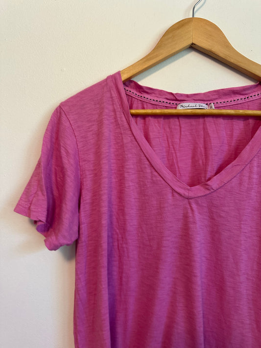 Michael Stars Pink Supima Cotton V-Neck Short Sleeve T-Shirt