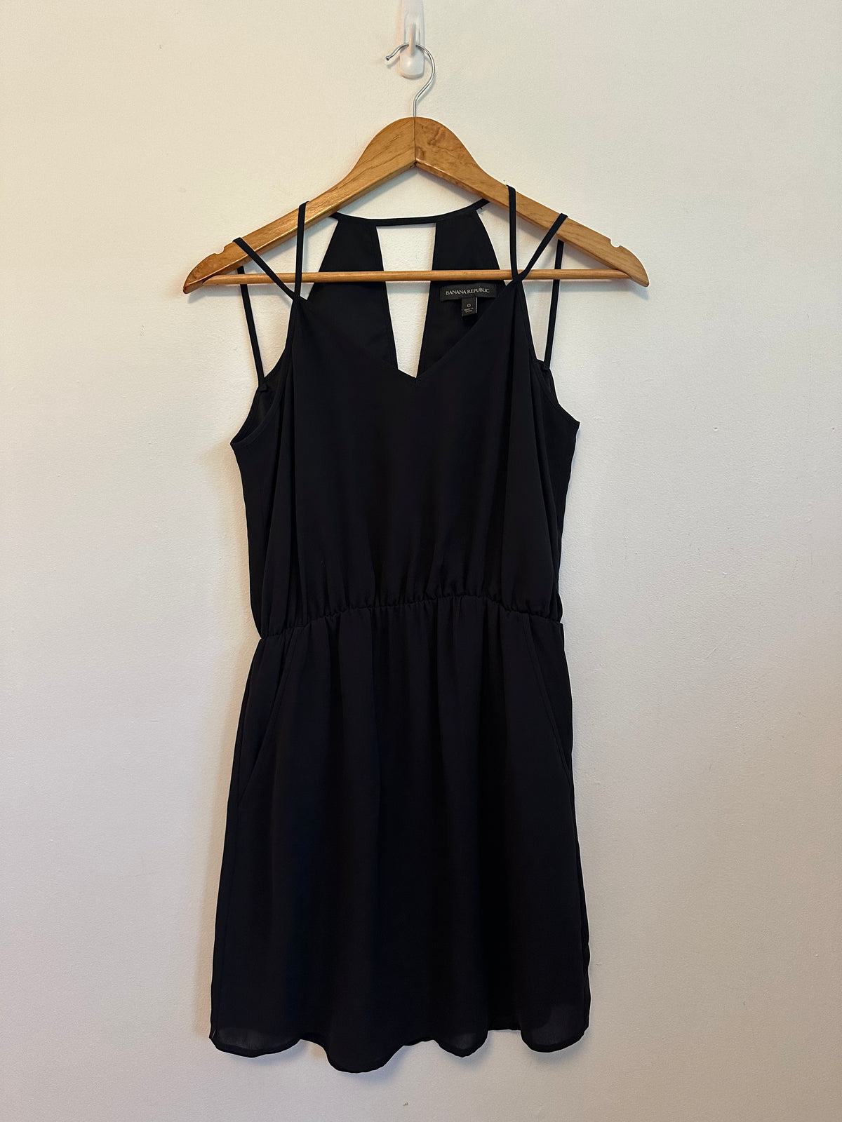 Banana Republic Black Double Strap Cutout Back Mini Dress | Size 0