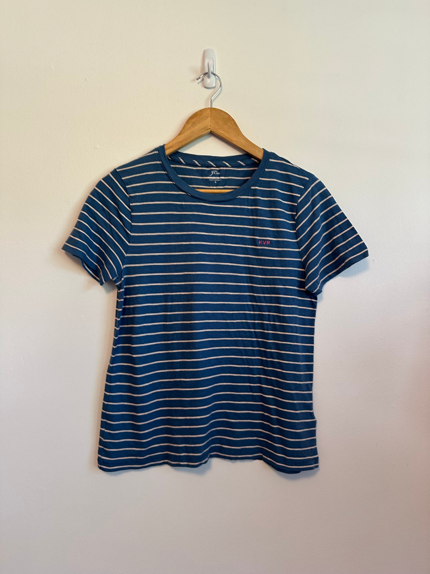 J. Crew Striped Cotton T-Shirt in Blue and Pink | Size Small