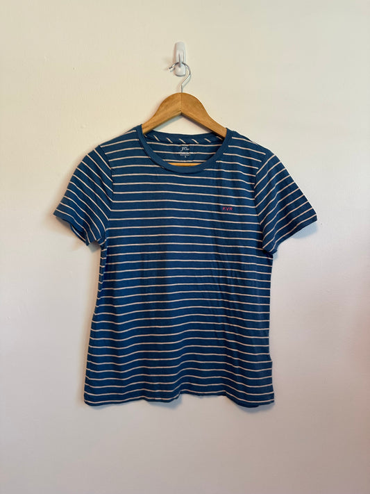 J. Crew Striped Cotton T-Shirt in Blue and Pink | Size Small
