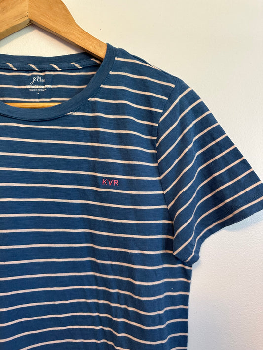 J. Crew Striped Cotton T-Shirt in Blue and Pink | Size Small