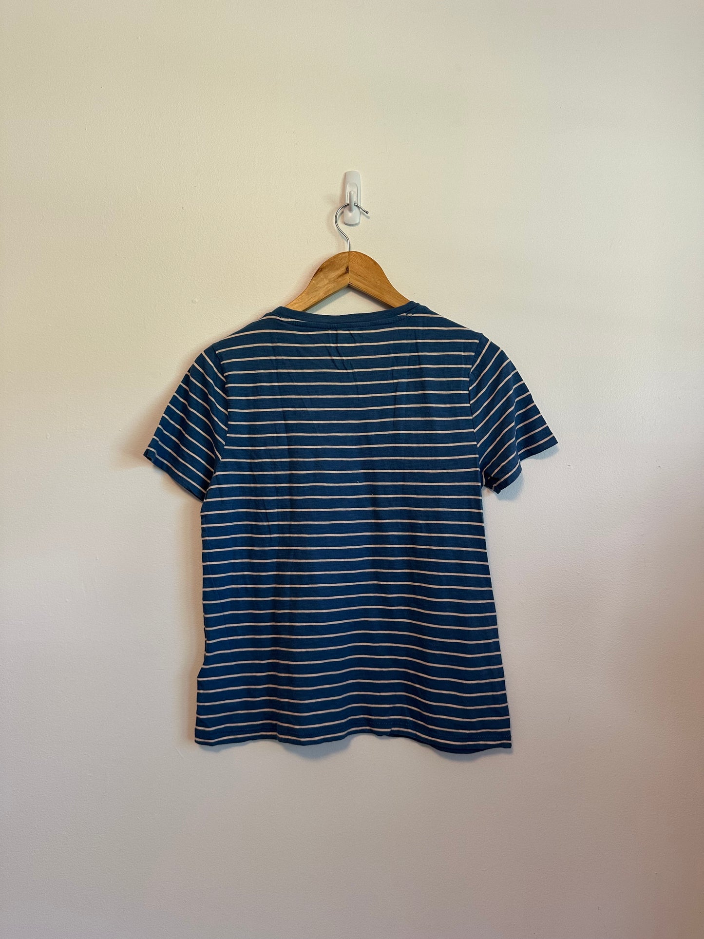 J. Crew Striped Cotton T-Shirt in Blue and Pink | Size Small