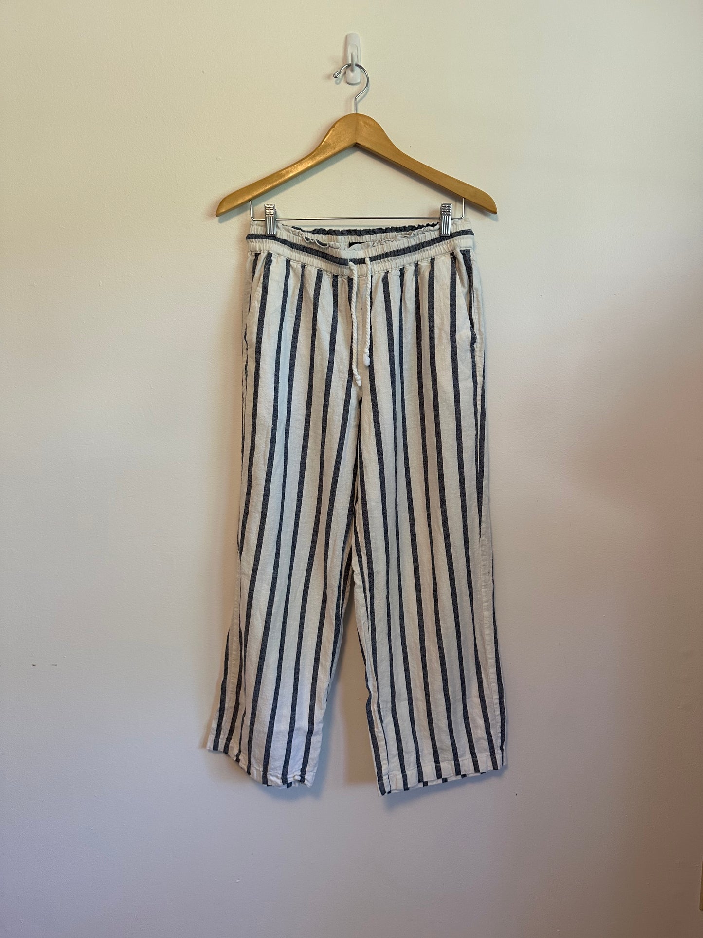 J. Crew Linen and Cotton Wide Leg Striped Beach Pants | Size Small