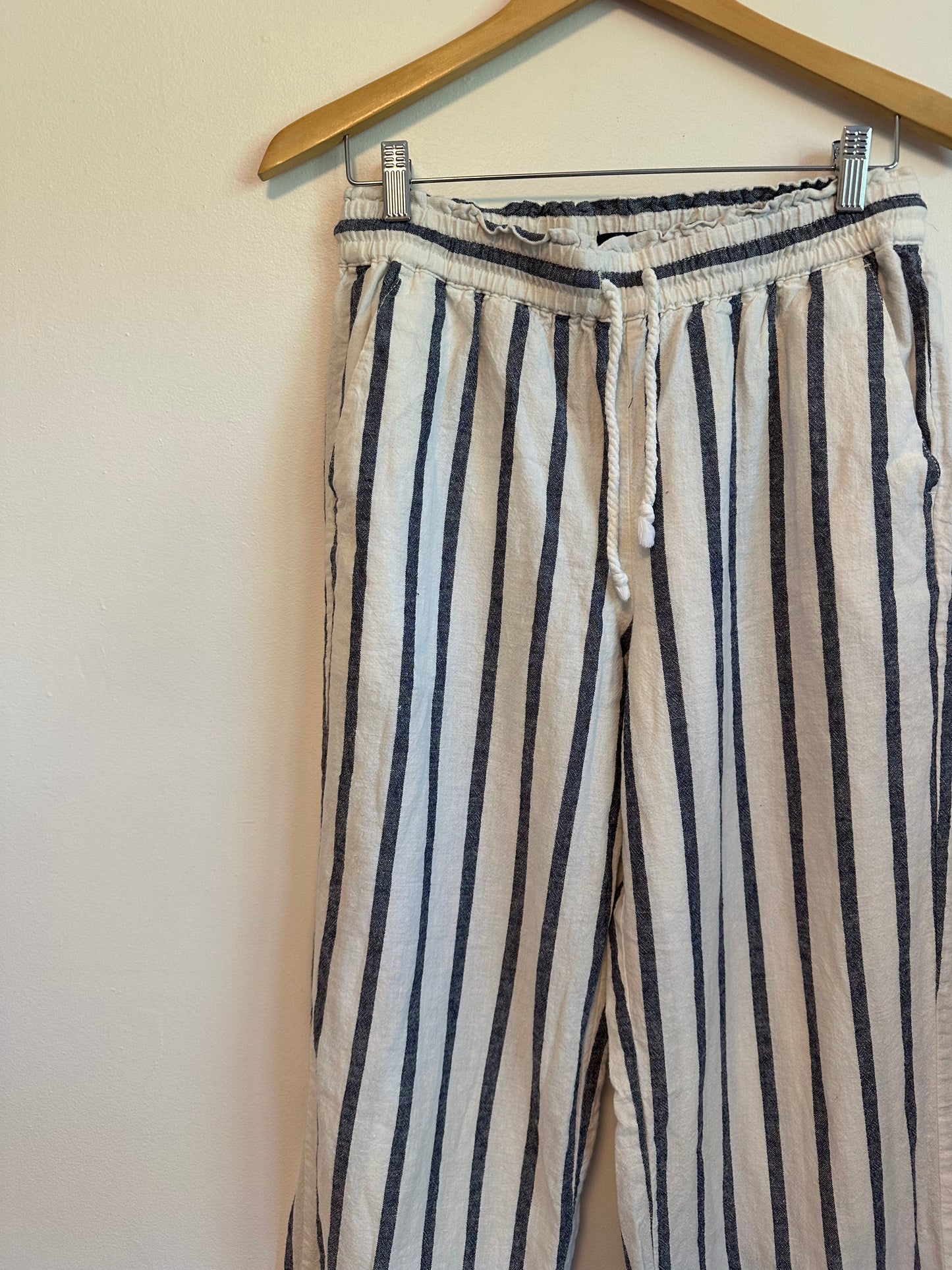 J. Crew Linen and Cotton Wide Leg Striped Beach Pants | Size Small