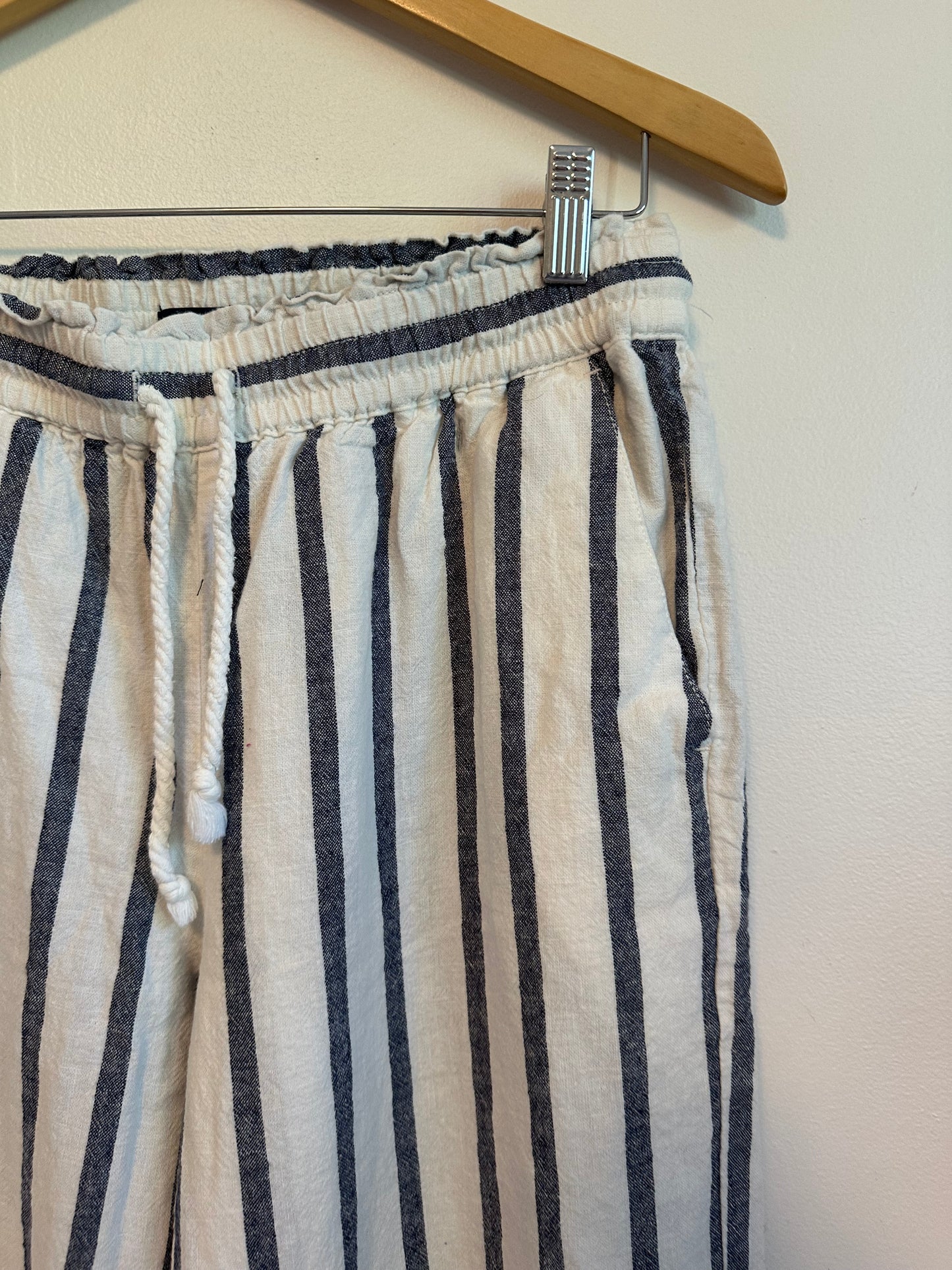 J. Crew Linen and Cotton Wide Leg Striped Beach Pants | Size Small