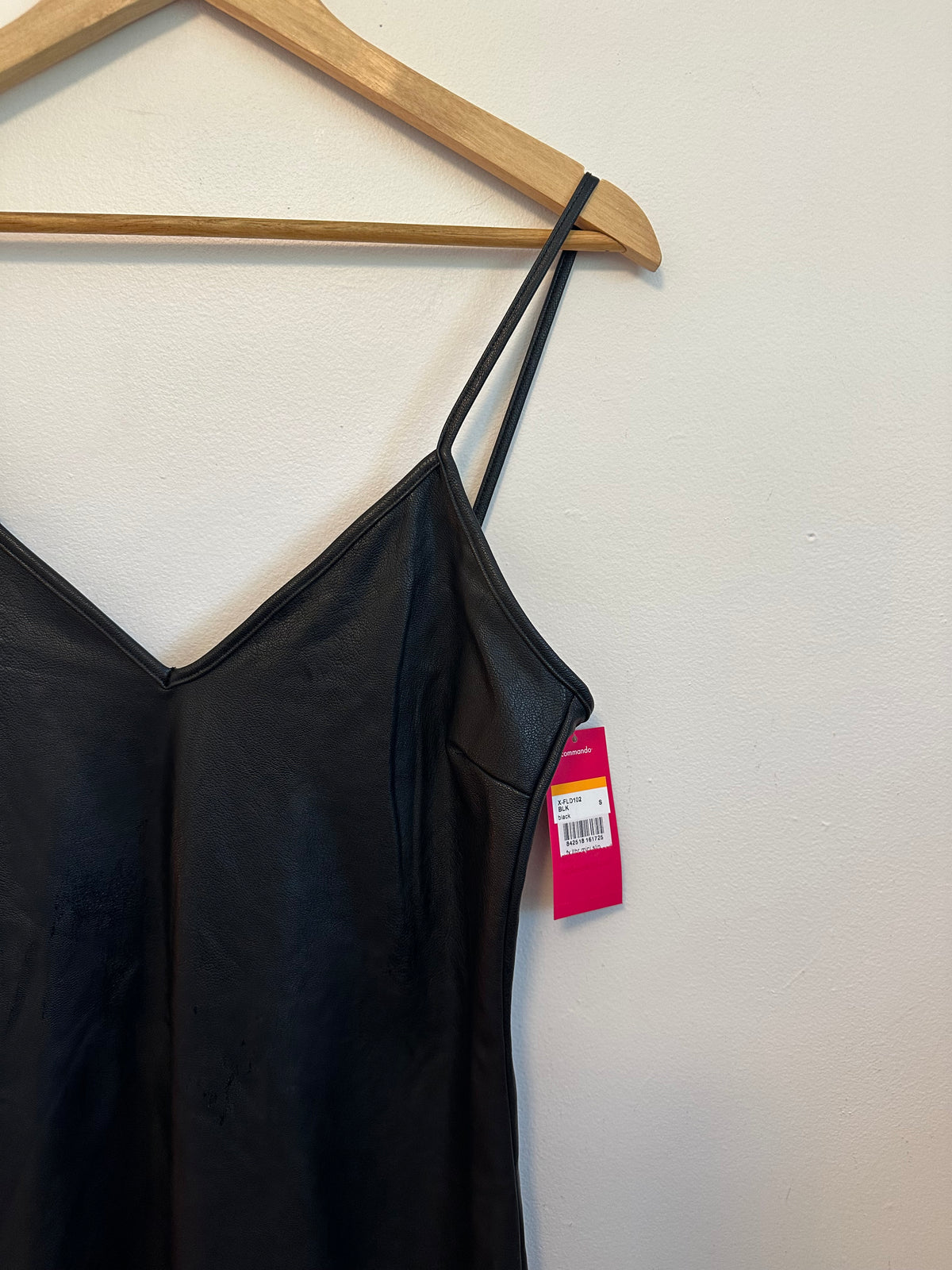NWT Commando Black Faux Leather Mini Slip Dress | Size Small