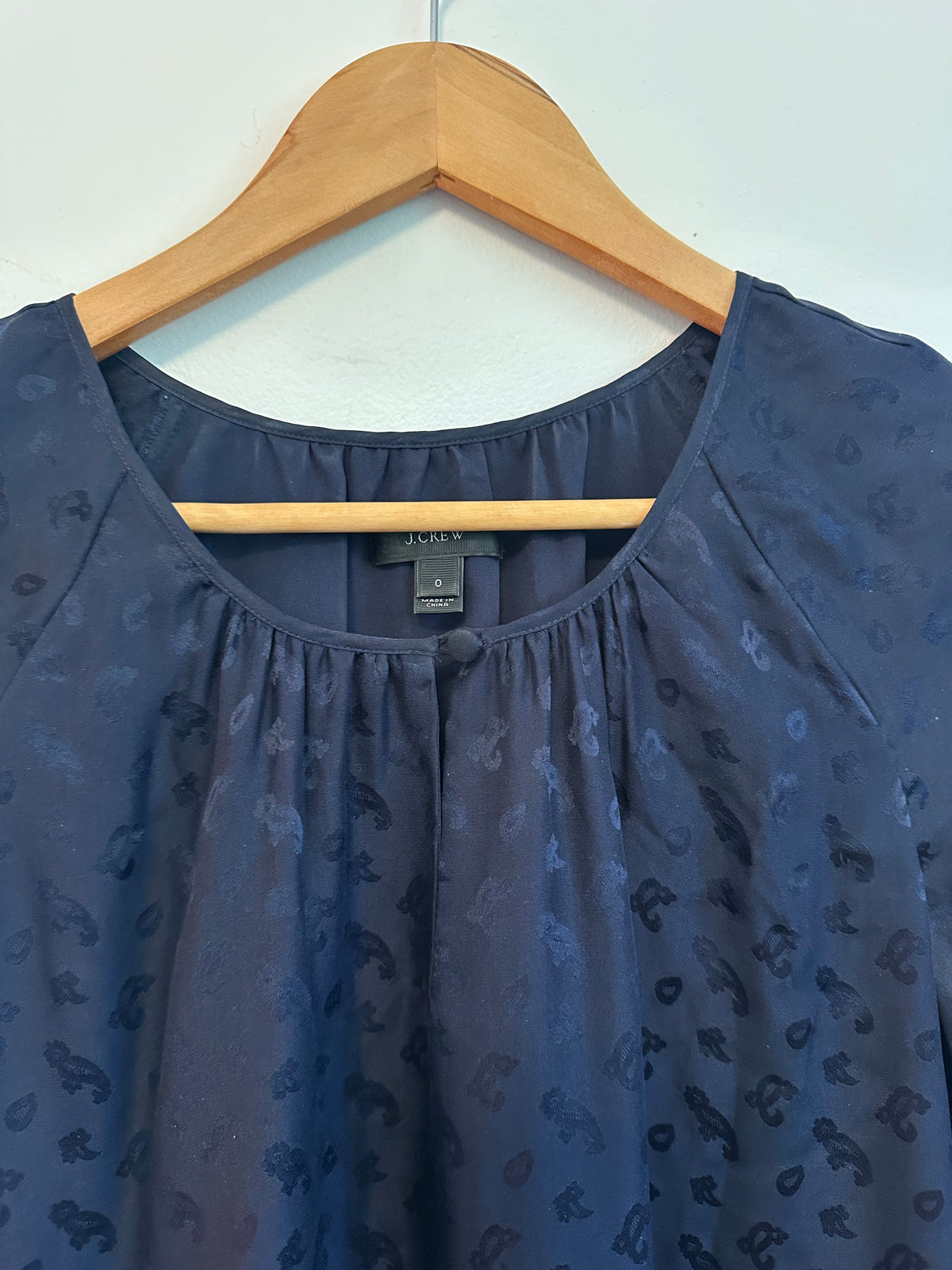 J. Crew Navy Blue 100% Silk Jacquard Animal Print Shift Dress | Size 0