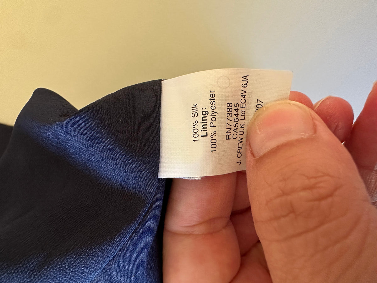 J. Crew Navy Blue 100% Silk Jacquard Animal Print Shift Dress | Size 0