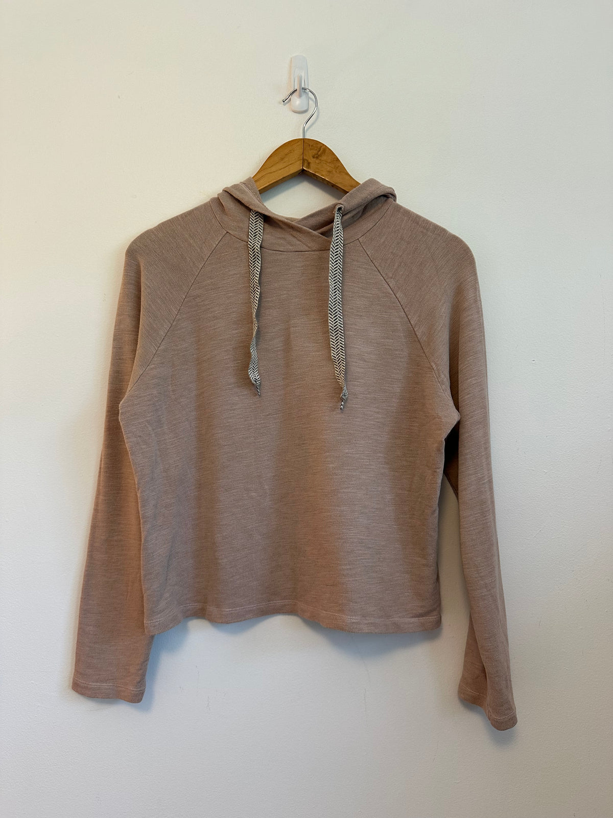 Monrow Mauve Heathered French Terry Raglan Hoodie | Size Small