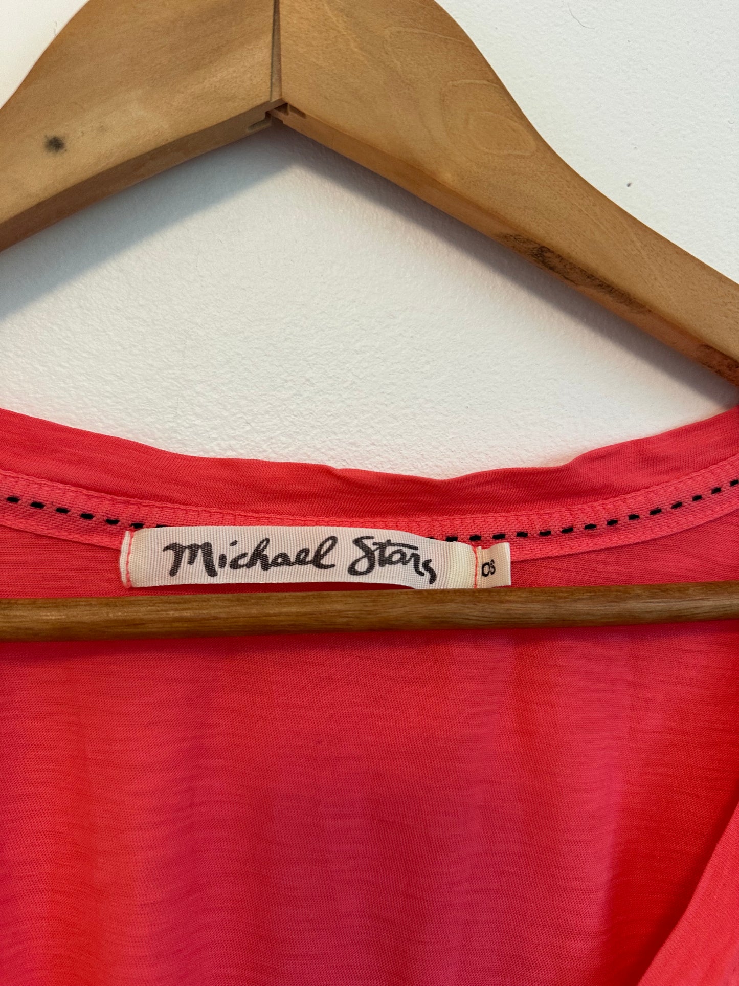 Michael Stars Coral Pink Supima Cotton V-Neck Slub Short Sleeve T-Shirt | One Size