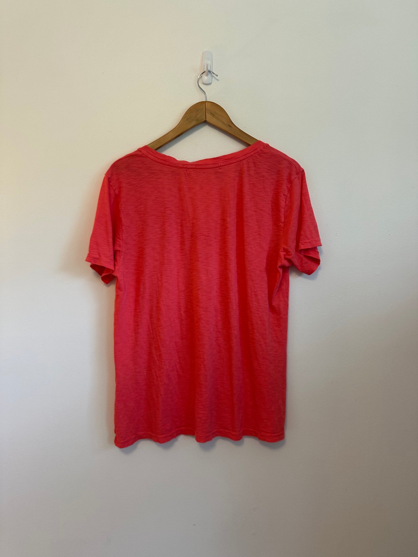 Michael Stars Coral Pink Supima Cotton V-Neck Slub Short Sleeve T-Shirt | One Size
