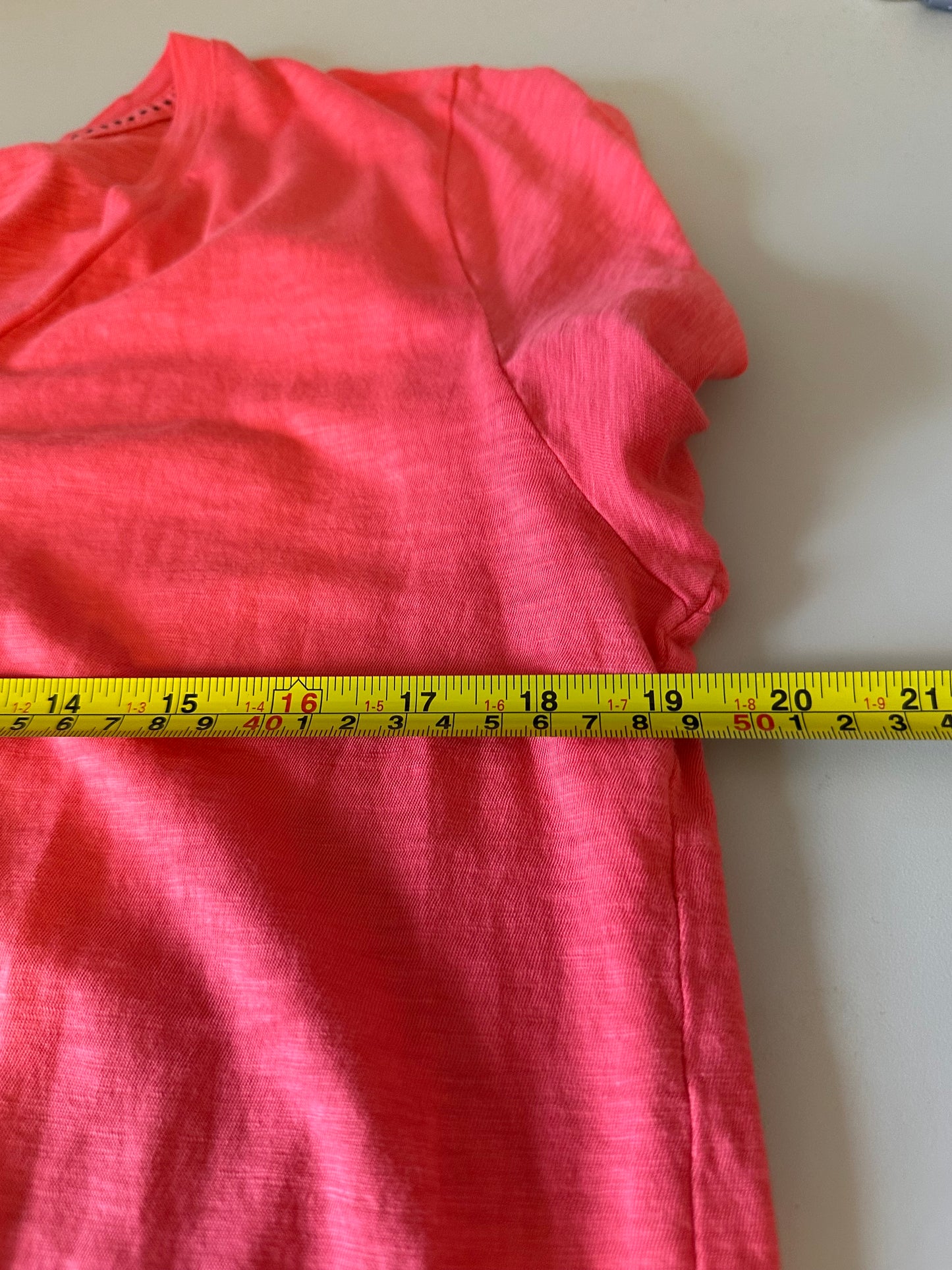 Michael Stars Coral Pink Supima Cotton V-Neck Slub Short Sleeve T-Shirt | One Size
