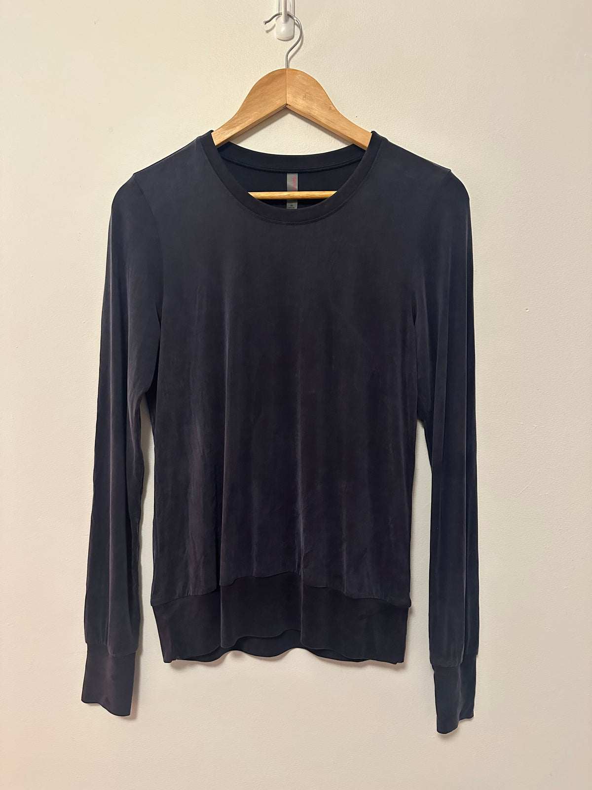 Commando Charcoal Grey Cupro Long Sleeve Banded Hem Top | Size XS