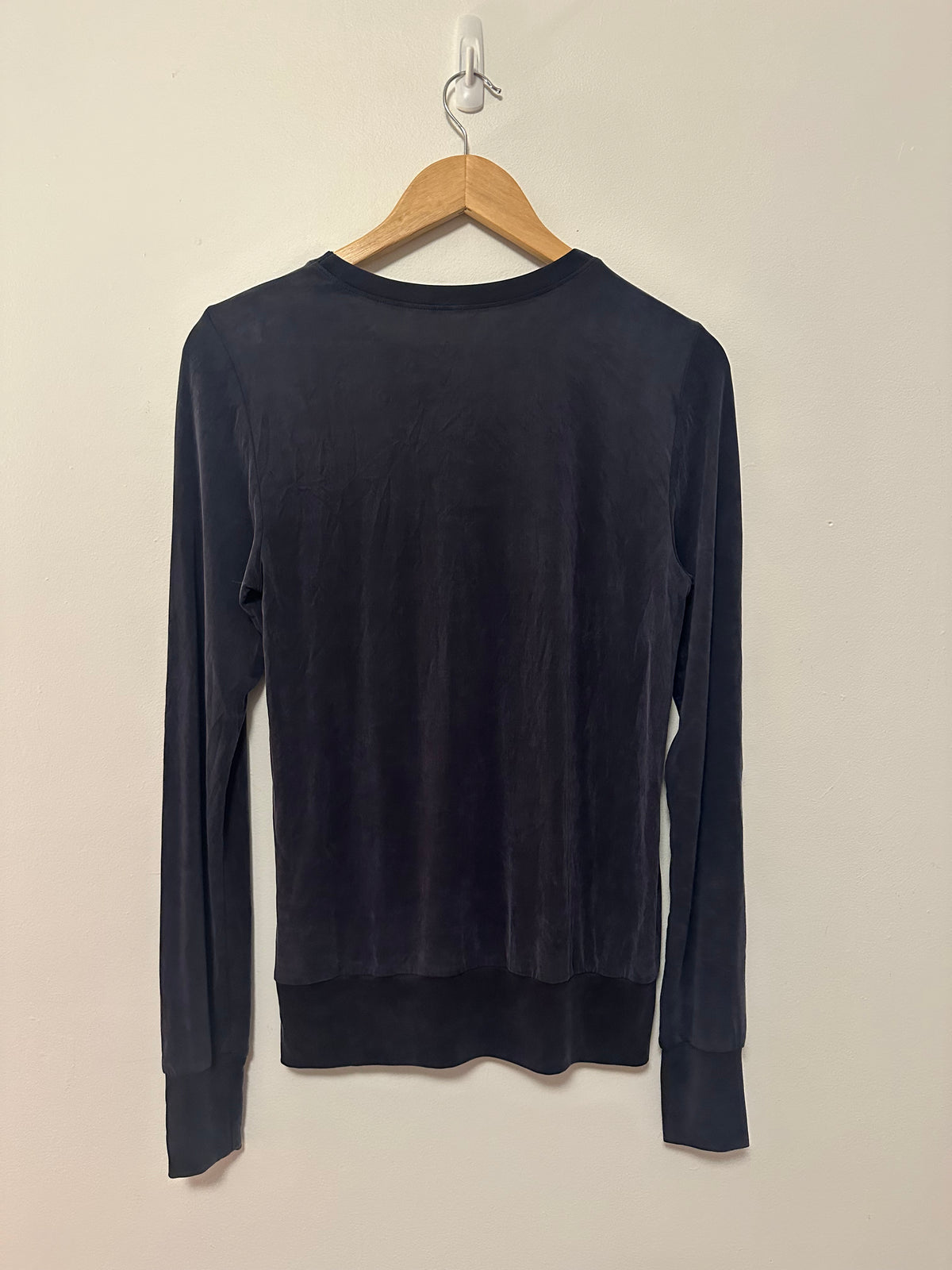 Commando Charcoal Grey Cupro Long Sleeve Banded Hem Top | Size XS