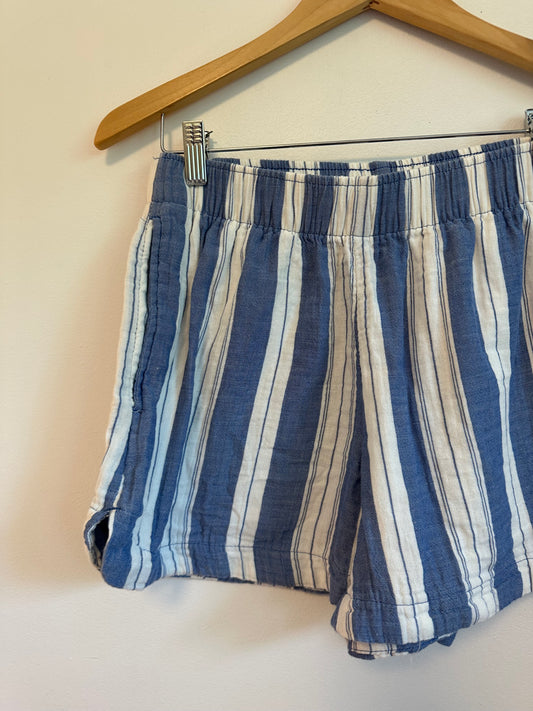 Old Navy Blue and White Striped Cotton Pull On Shorts | Size Small