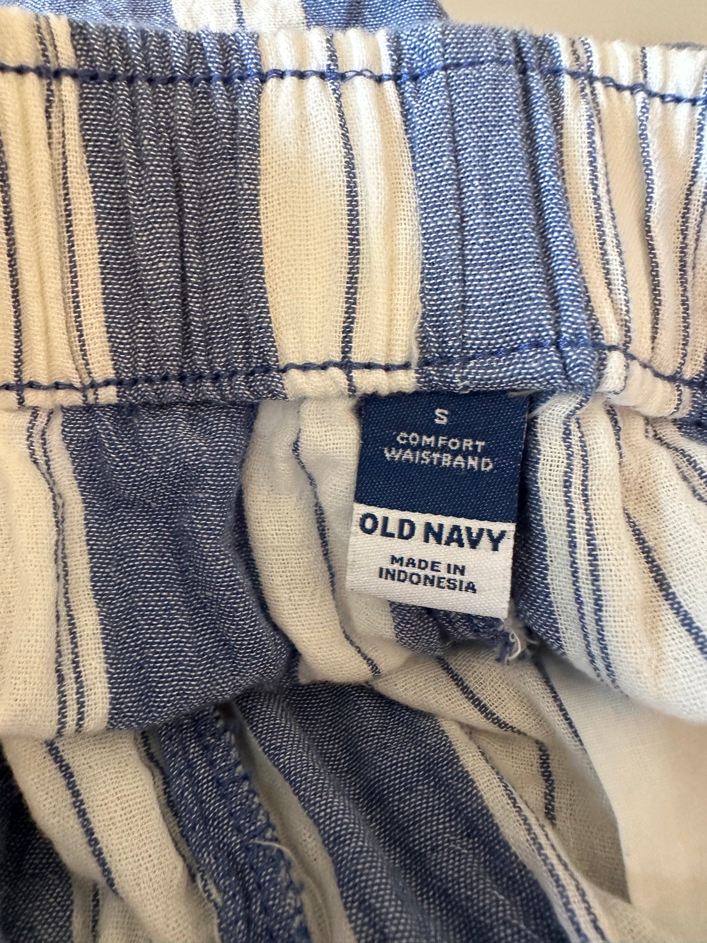 Old Navy Blue and White Striped Cotton Pull On Shorts | Size Small