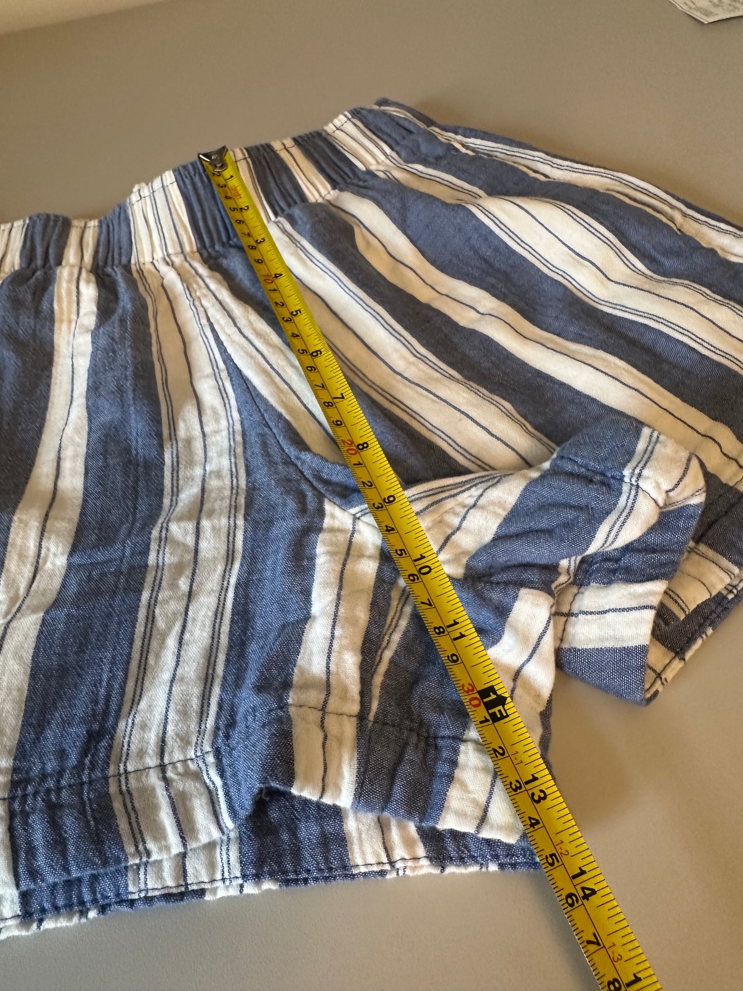 Old Navy Blue and White Striped Cotton Pull On Shorts | Size Small
