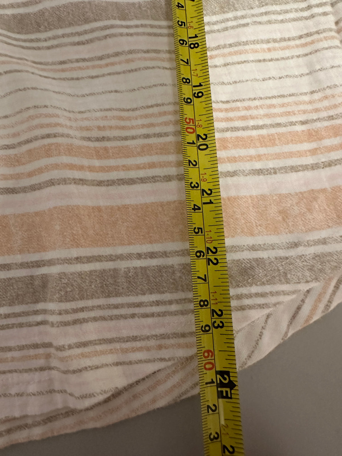 Z Supply Peach and Tan Striped Cotton Slub Curved Hem Tee | Size XS