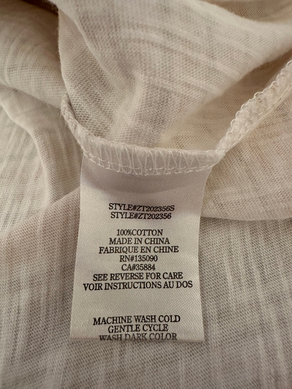 Z Supply Peach and Tan Striped Cotton Slub Curved Hem Tee | Size XS