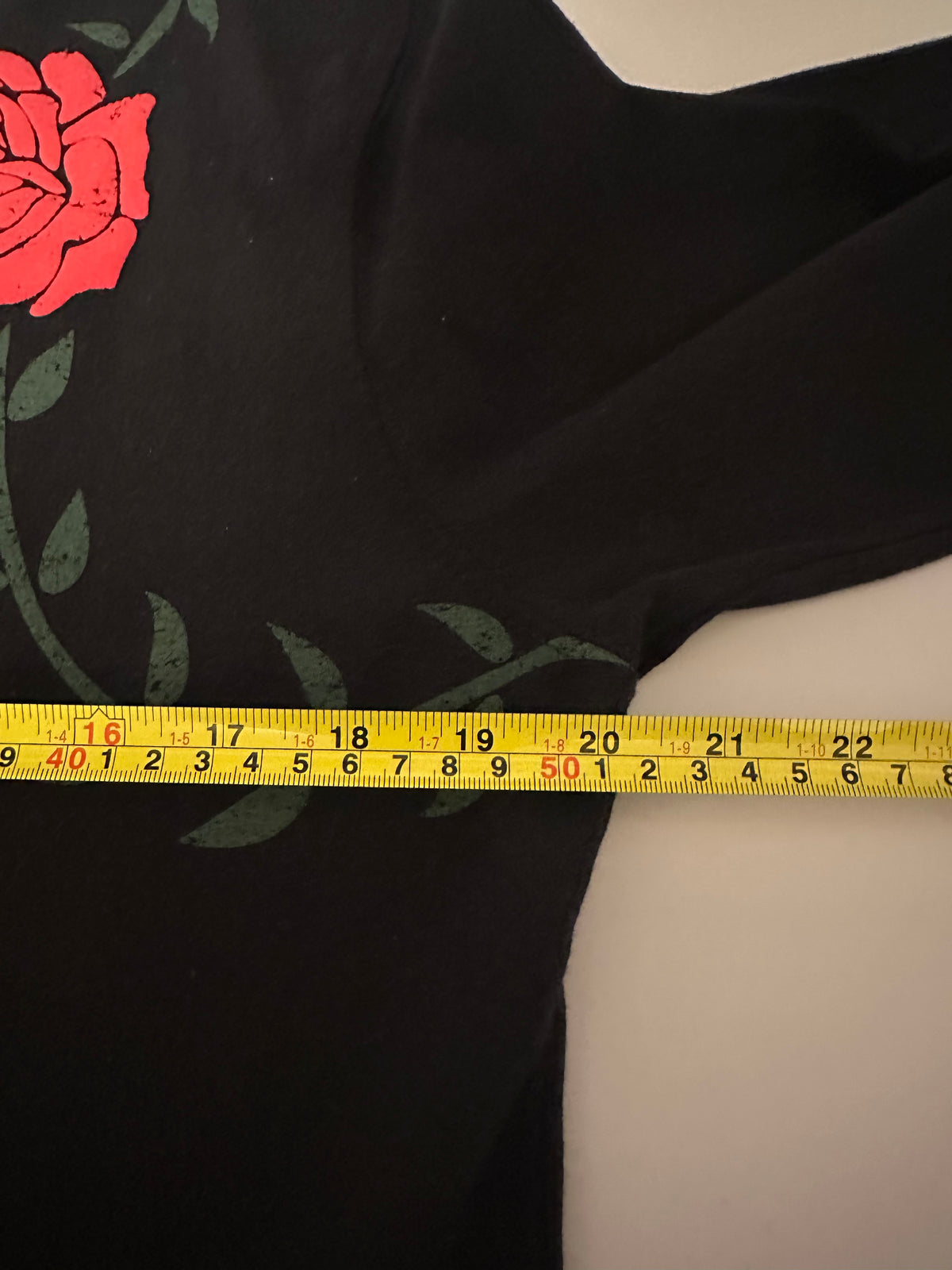 Ragabond Studio Black Organic Cotton Rose Graphic Long Sleeve Tee | Size XS
