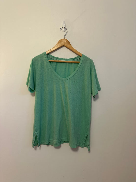 Michael Stars Mint Green Supima Cotton V-Neck Short Sleeve T-Shirt | One Size