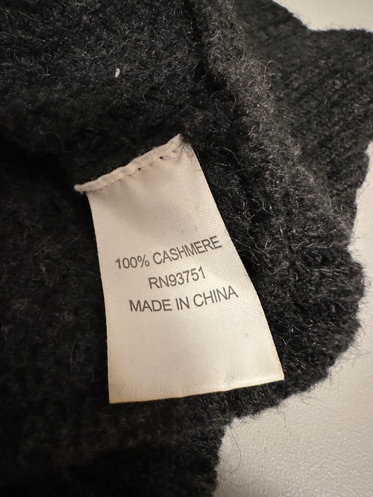 in CASHMERE Charcoal Grey 100% Cashmere Asymmetric Ribbed Sweater | Size Small