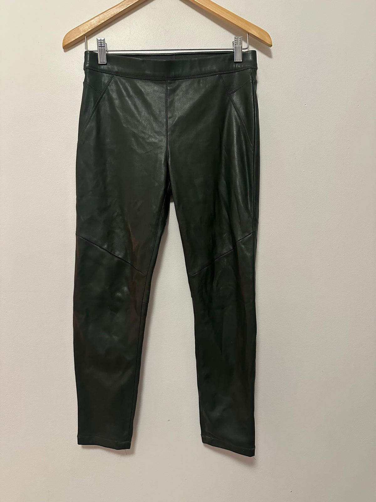 Free People Vegan Leather Moto Leggings in Forest Green | Size 26