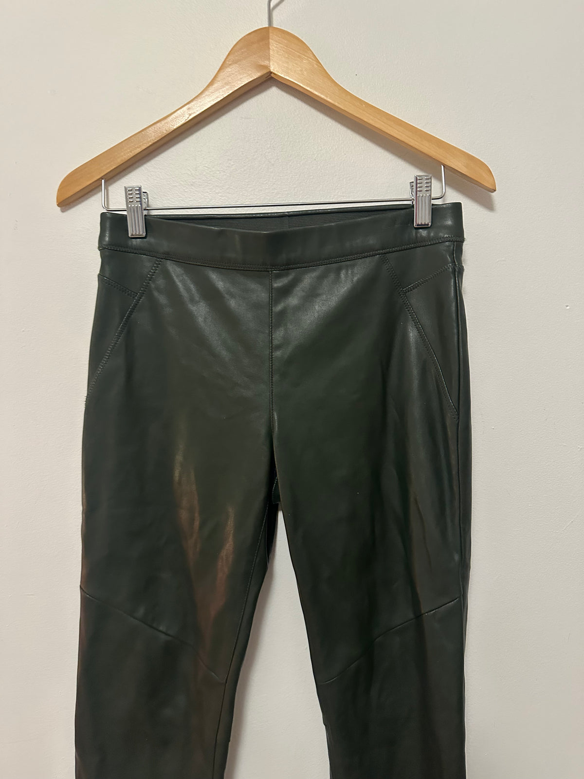 Free People Vegan Leather Moto Leggings in Forest Green | Size 26