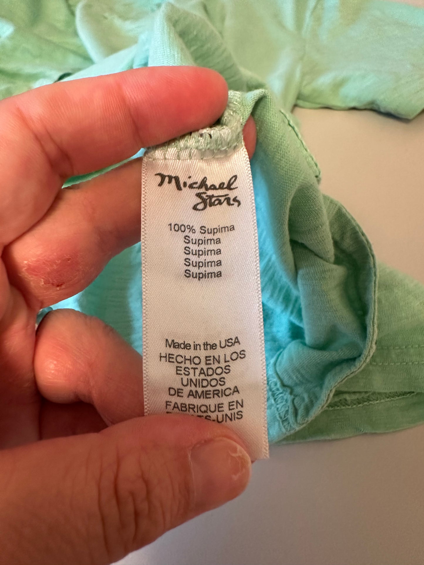 Michael Stars Mint Green Supima Cotton V-Neck Short Sleeve T-Shirt | One Size