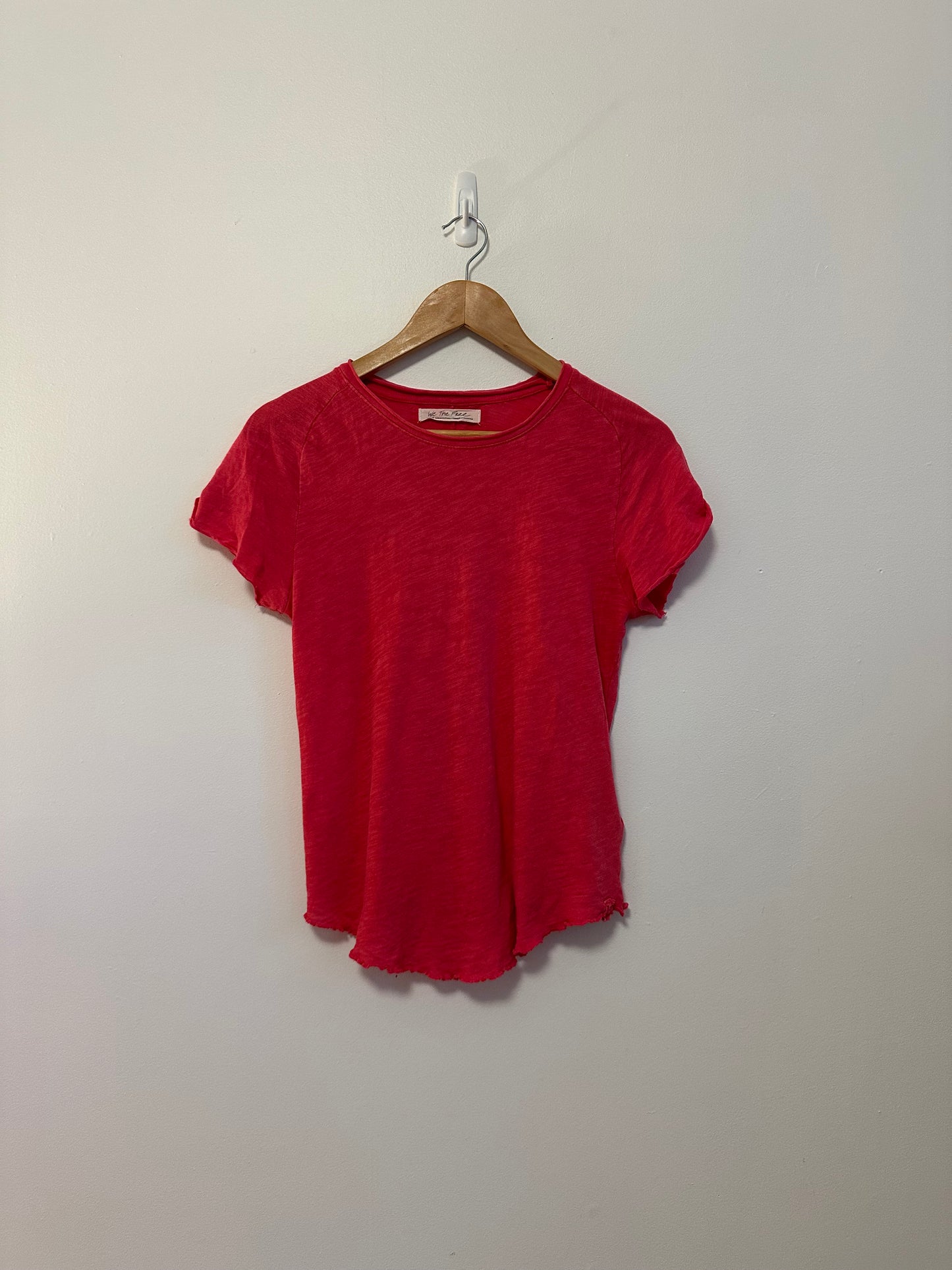 Free People x We The Free Pink Slub Knit Short Sleeve T-Shirt | Size Large