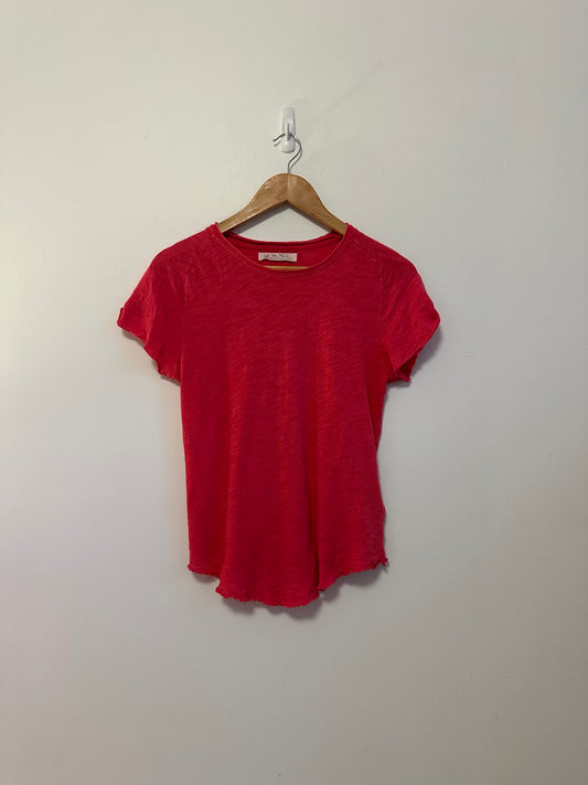 Free People x We The Free Pink Slub Knit Short Sleeve T-Shirt | Size Large