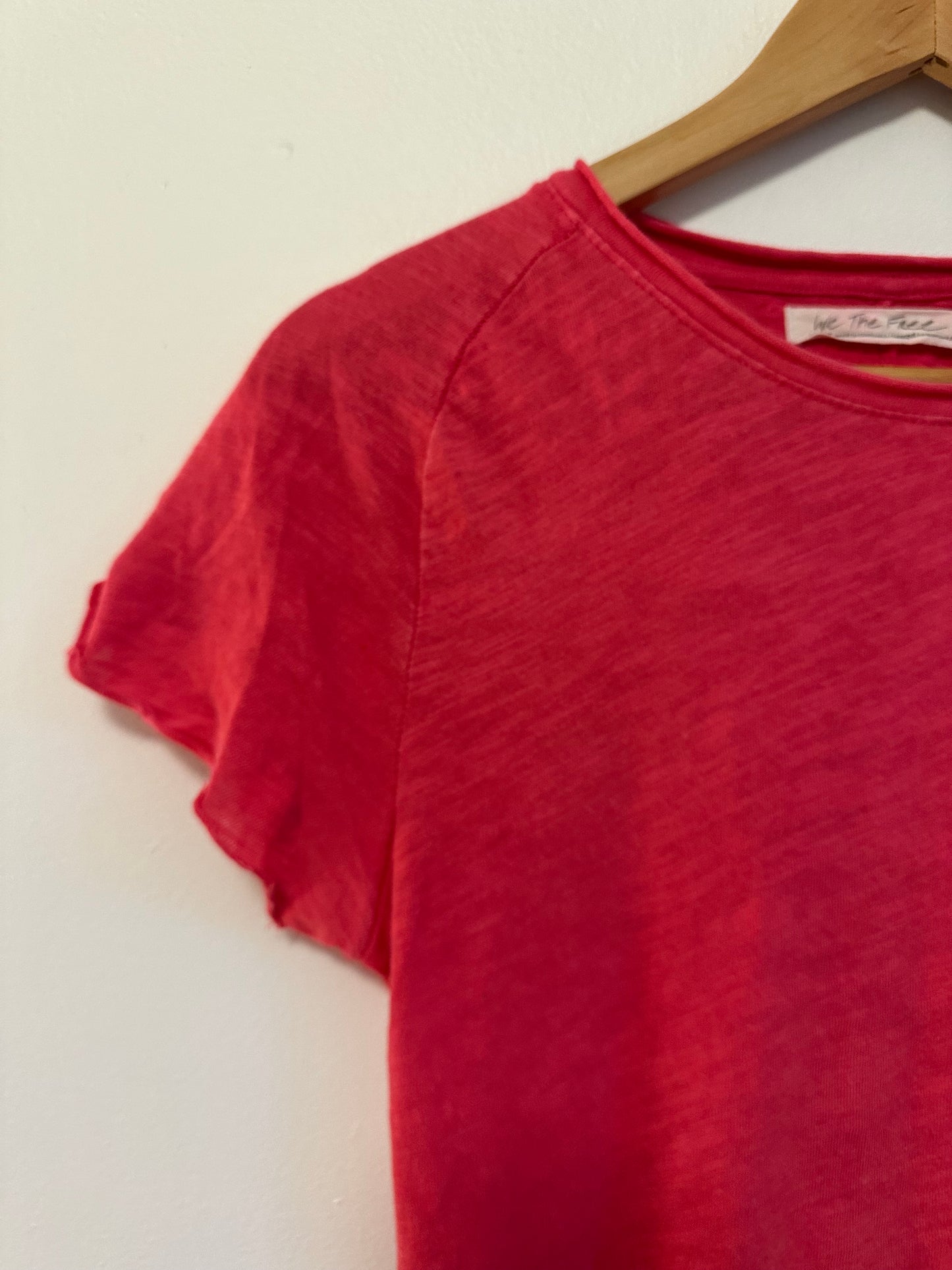 Free People x We The Free Pink Slub Knit Short Sleeve T-Shirt | Size Large