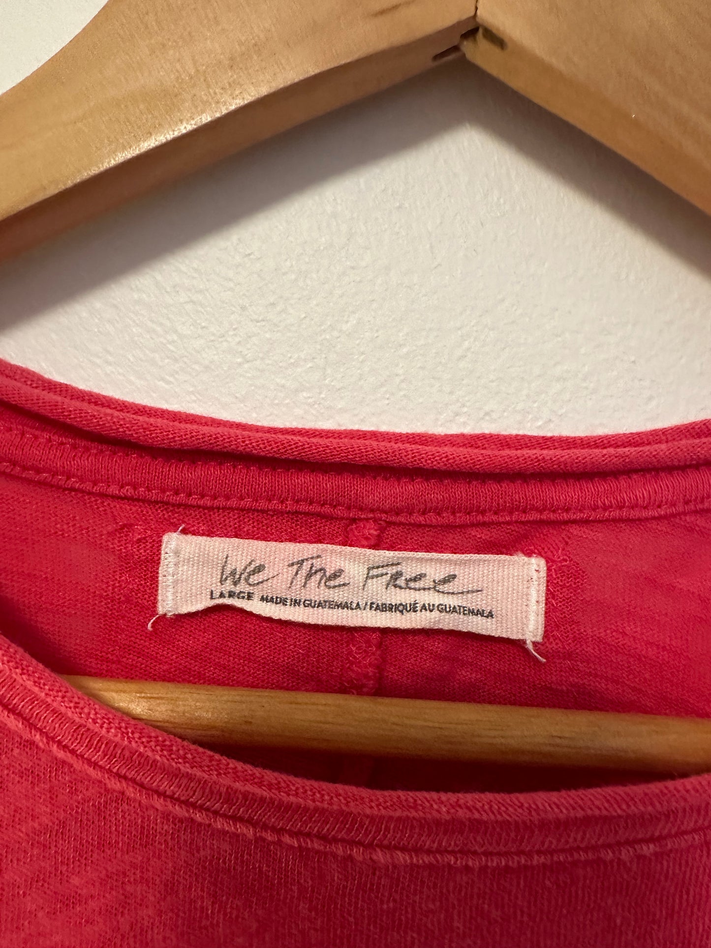 Free People x We The Free Pink Slub Knit Short Sleeve T-Shirt | Size Large