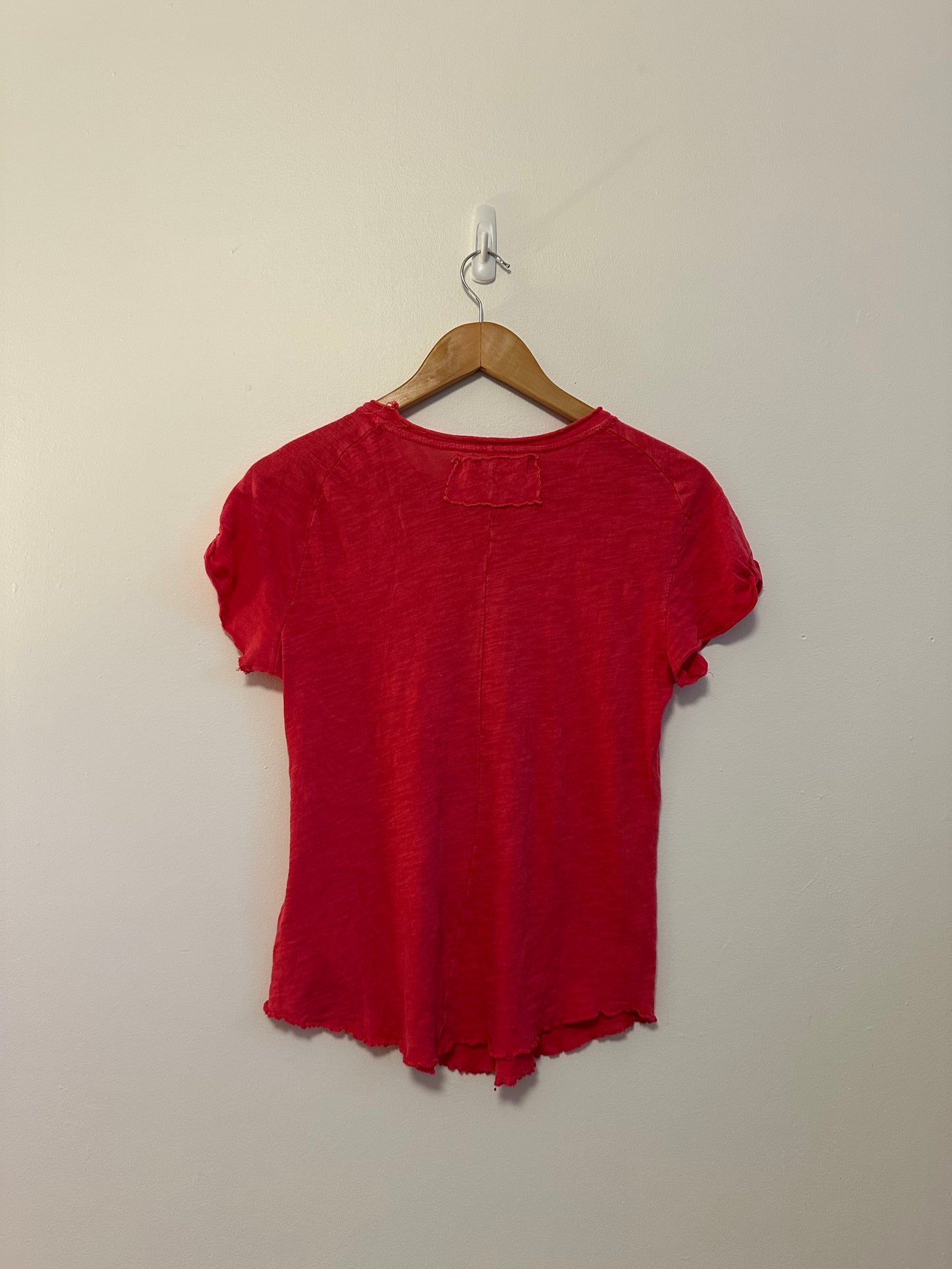 Free People x We The Free Pink Slub Knit Short Sleeve T-Shirt | Size Large
