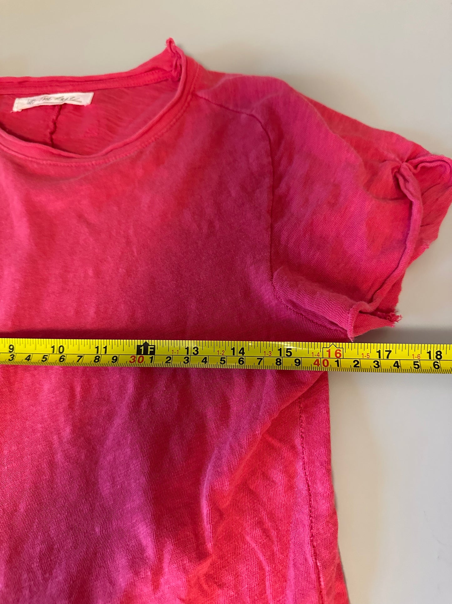 Free People x We The Free Pink Slub Knit Short Sleeve T-Shirt | Size Large