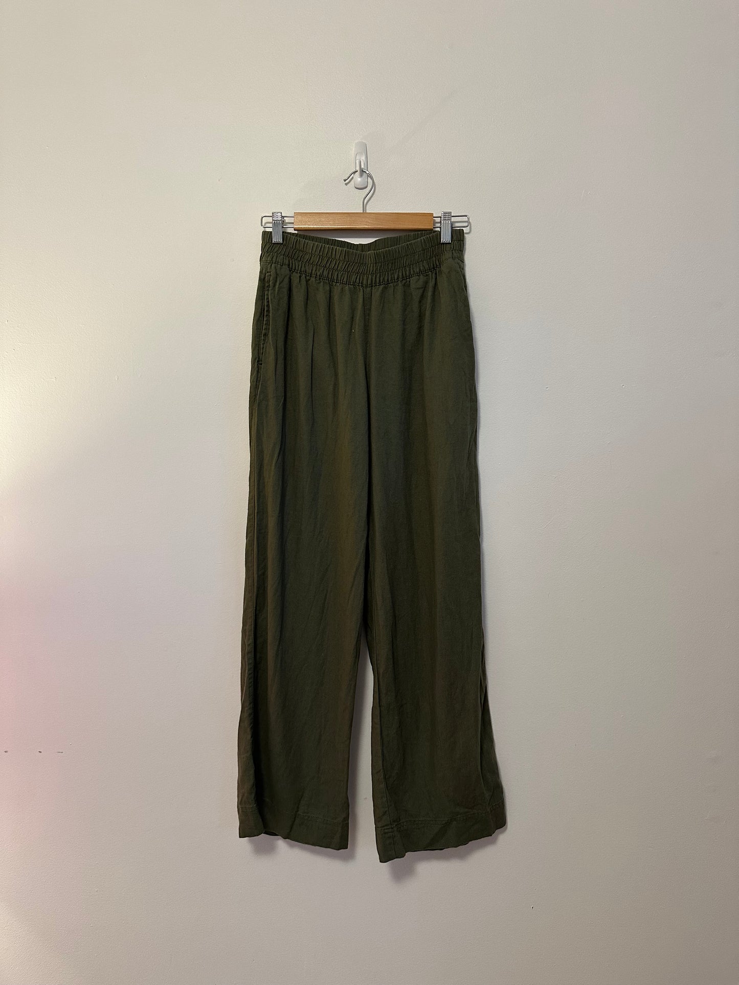 Old Navy Olive Green Linen Blend Wide Leg Pants | Size Small