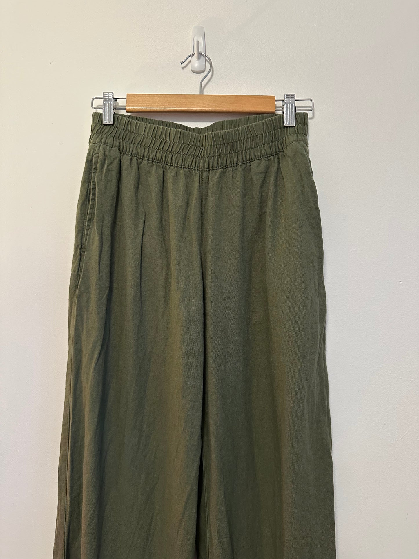 Old Navy Olive Green Linen Blend Wide Leg Pants | Size Small