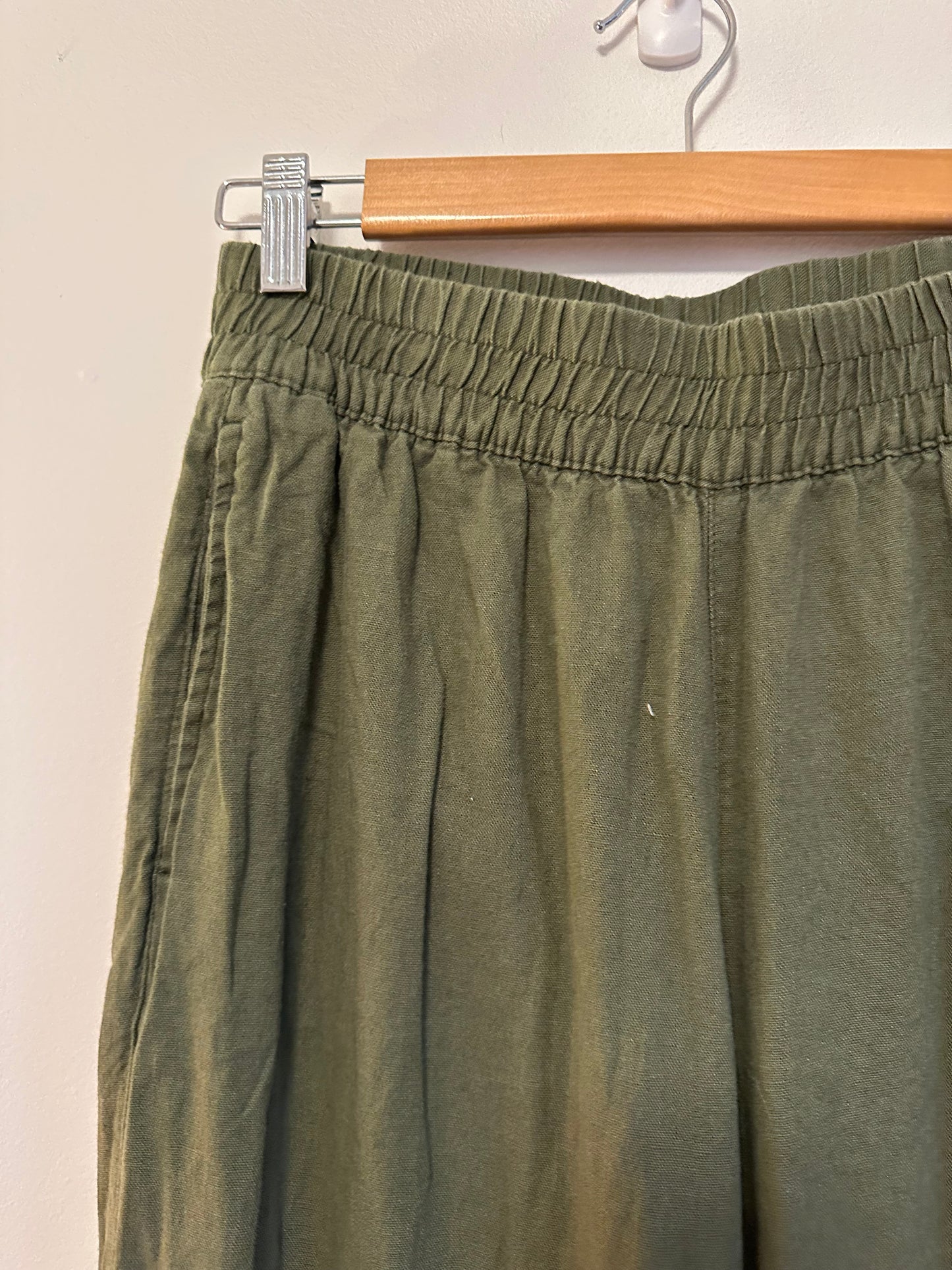 Old Navy Olive Green Linen Blend Wide Leg Pants | Size Small