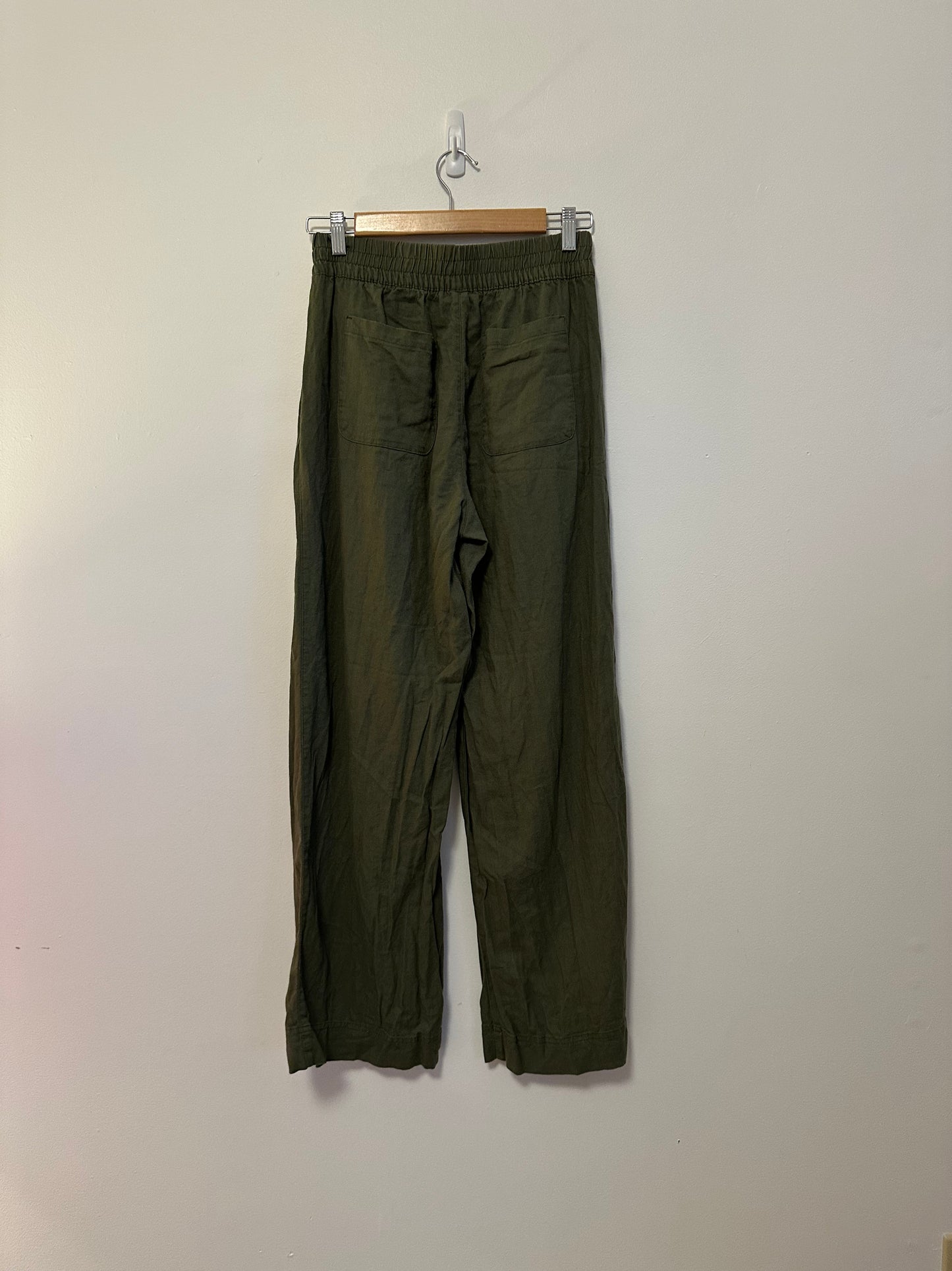 Old Navy Olive Green Linen Blend Wide Leg Pants | Size Small