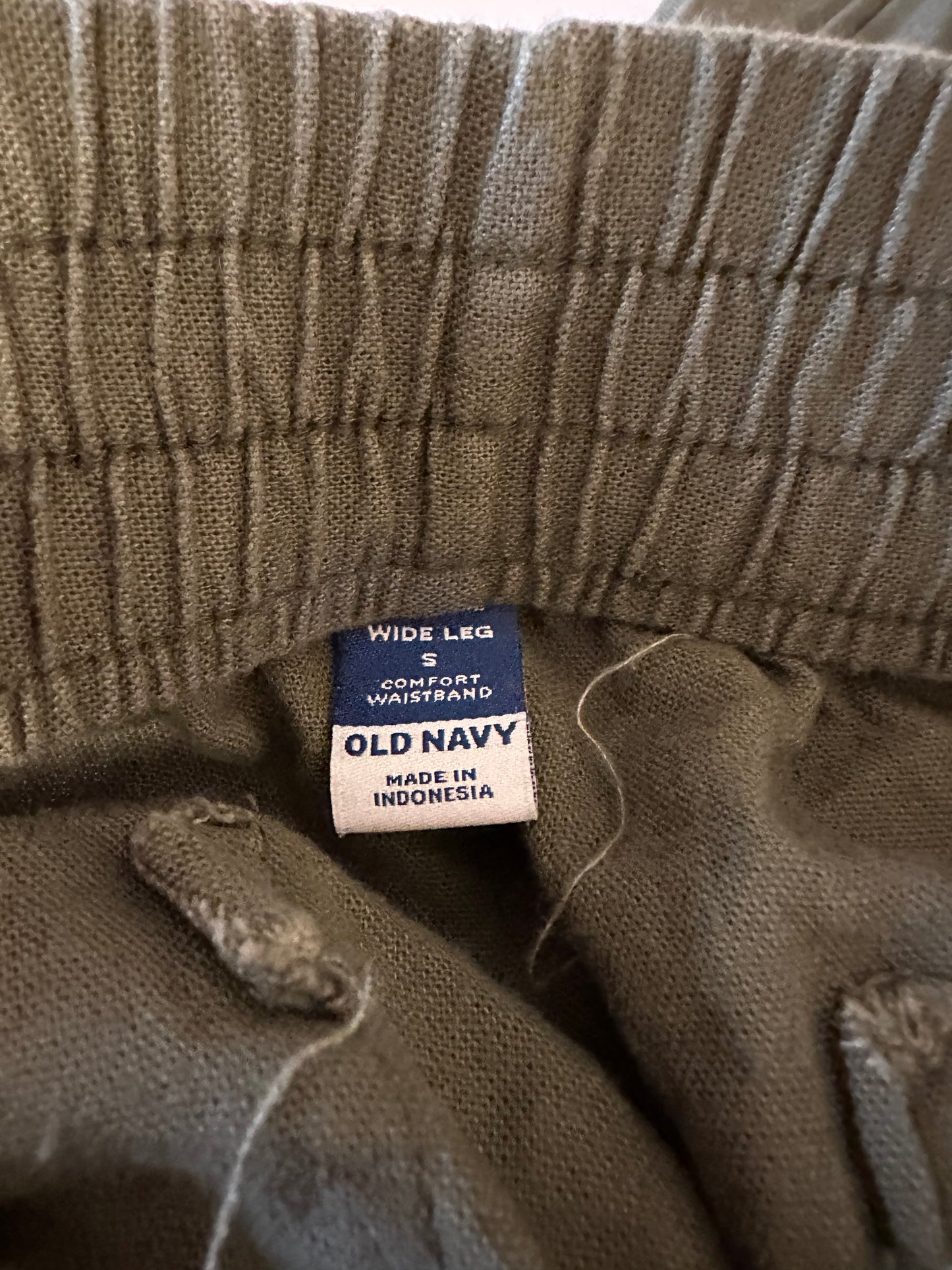 Old Navy Olive Green Linen Blend Wide Leg Pants | Size Small