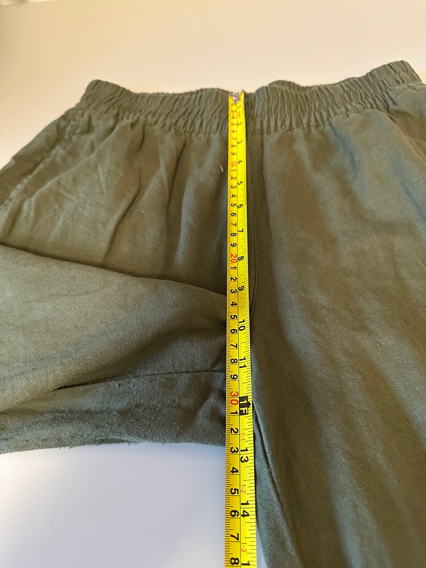 Old Navy Olive Green Linen Blend Wide Leg Pants | Size Small