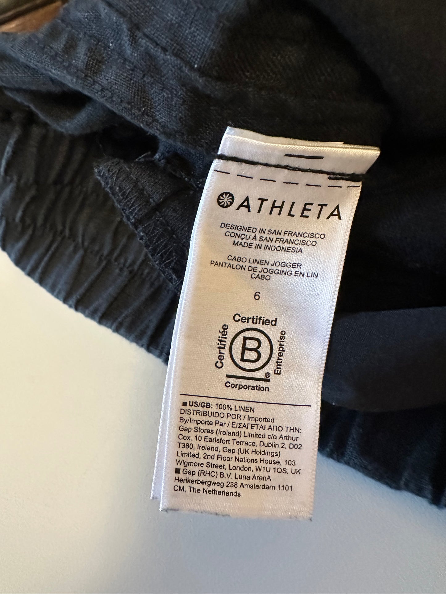 Athleta Cabo Linen Jogger Pants in Black | Size 6