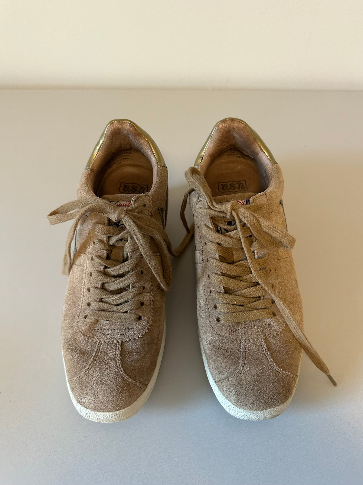 ASH Limited Edition Suede Star Sneakers in Tan Gold Metallic | Size 36